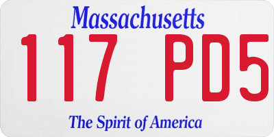MA license plate 117PD5