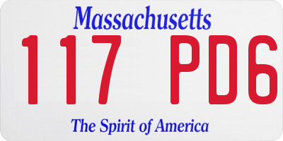 MA license plate 117PD6
