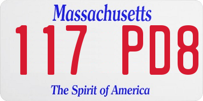MA license plate 117PD8