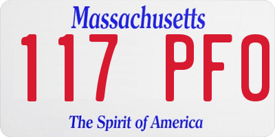 MA license plate 117PF0