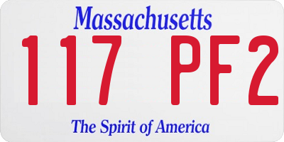 MA license plate 117PF2