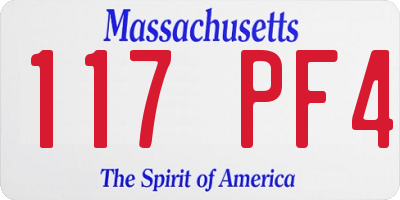 MA license plate 117PF4