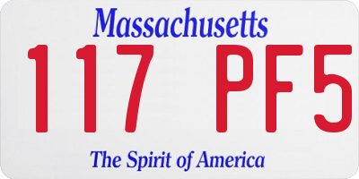 MA license plate 117PF5