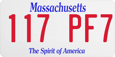 MA license plate 117PF7