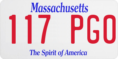 MA license plate 117PG0