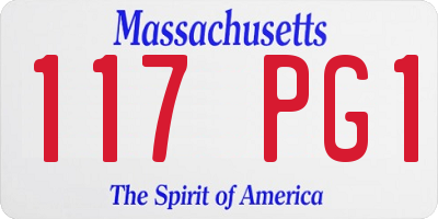 MA license plate 117PG1