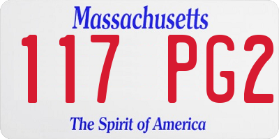 MA license plate 117PG2