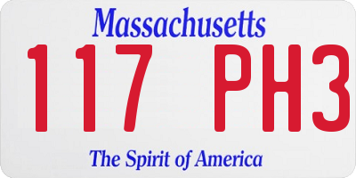 MA license plate 117PH3