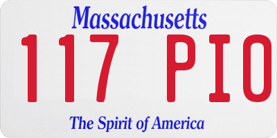 MA license plate 117PI0