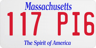 MA license plate 117PI6
