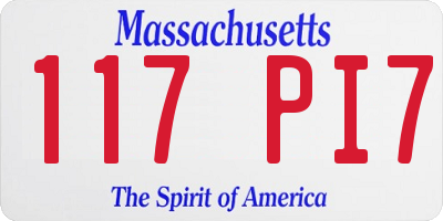 MA license plate 117PI7