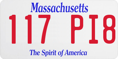 MA license plate 117PI8