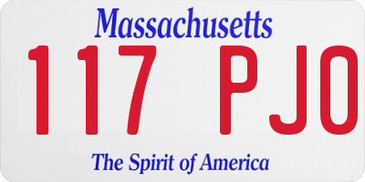 MA license plate 117PJ0