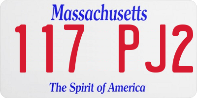 MA license plate 117PJ2
