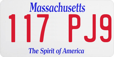 MA license plate 117PJ9