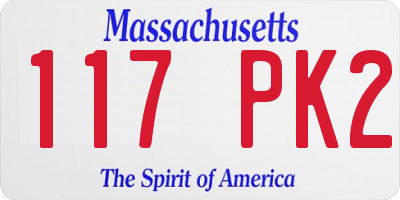 MA license plate 117PK2