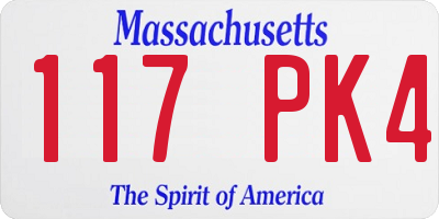 MA license plate 117PK4
