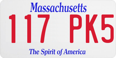 MA license plate 117PK5