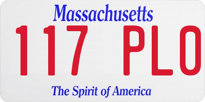 MA license plate 117PL0