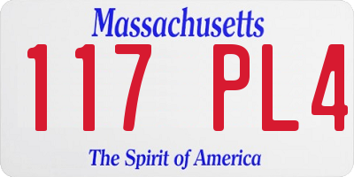 MA license plate 117PL4