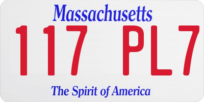 MA license plate 117PL7