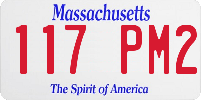 MA license plate 117PM2