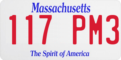 MA license plate 117PM3