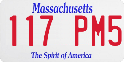 MA license plate 117PM5