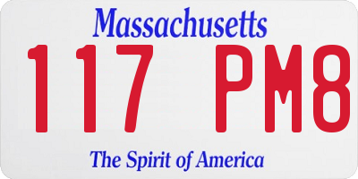 MA license plate 117PM8