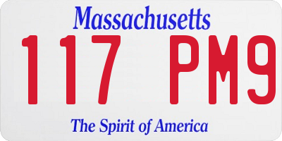 MA license plate 117PM9