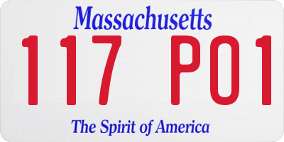 MA license plate 117PO1