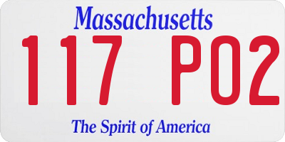 MA license plate 117PO2