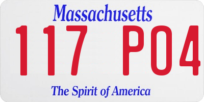 MA license plate 117PO4