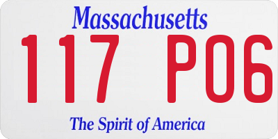 MA license plate 117PO6