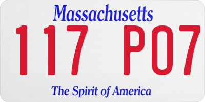 MA license plate 117PO7