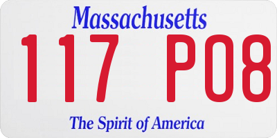 MA license plate 117PO8