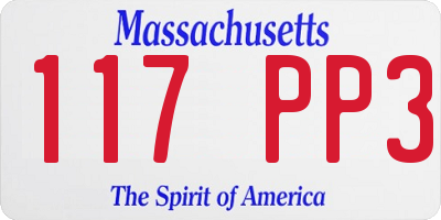 MA license plate 117PP3