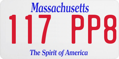 MA license plate 117PP8