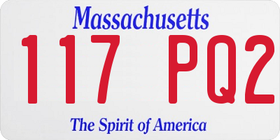 MA license plate 117PQ2