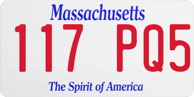 MA license plate 117PQ5