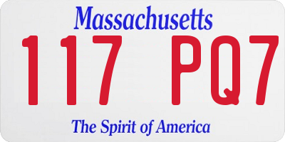 MA license plate 117PQ7