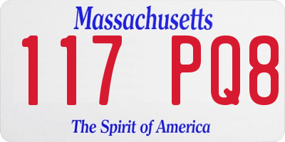 MA license plate 117PQ8