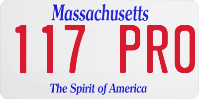 MA license plate 117PR0