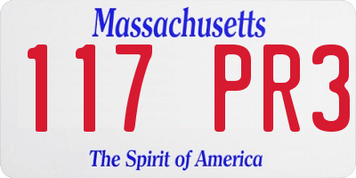 MA license plate 117PR3
