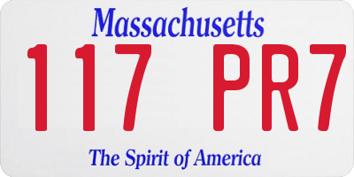 MA license plate 117PR7
