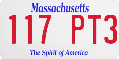 MA license plate 117PT3