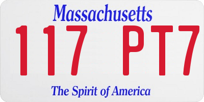 MA license plate 117PT7