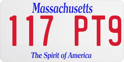 MA license plate 117PT9