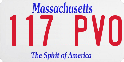 MA license plate 117PV0