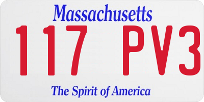 MA license plate 117PV3